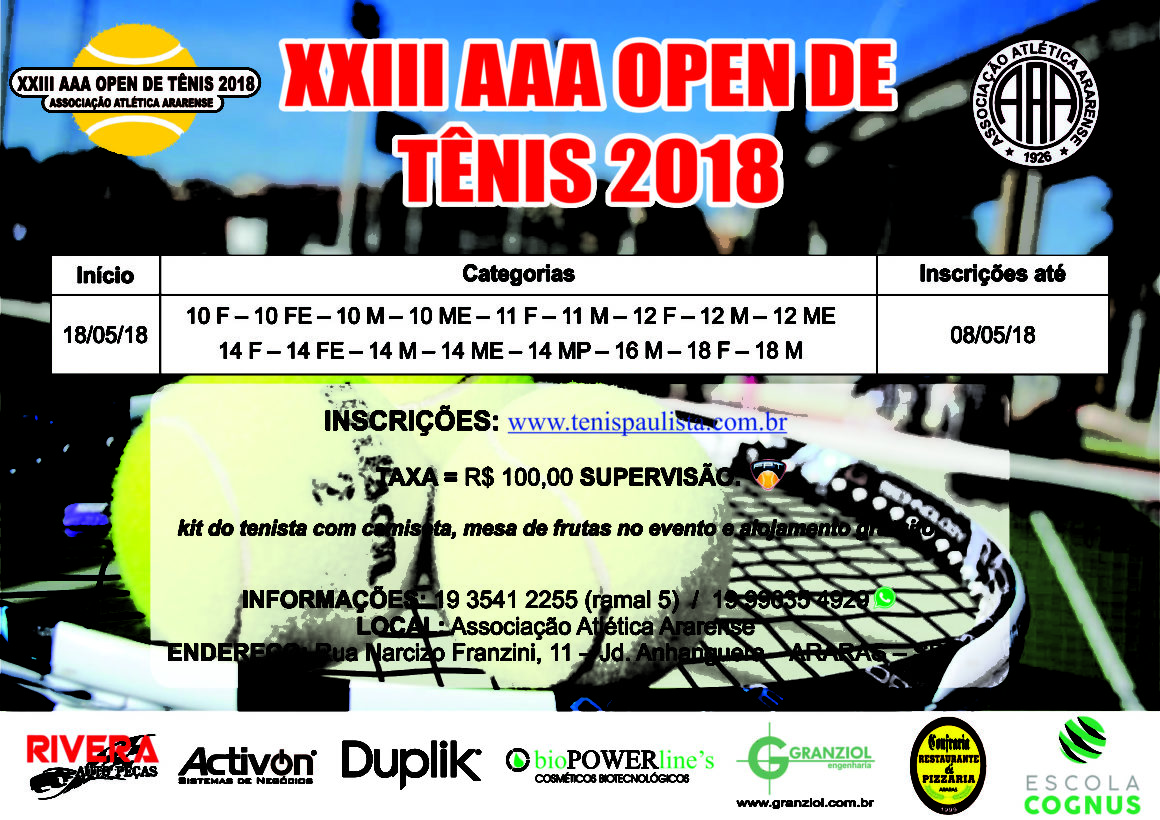 XXIII AAA OPEN DE TÊNIS 2018