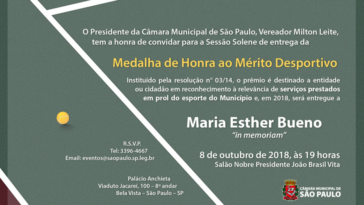 HOMENAGEM DA CÂMARA MUNICIPAL DE SÃO PAULO PARA MARIA ESTHER BUENO