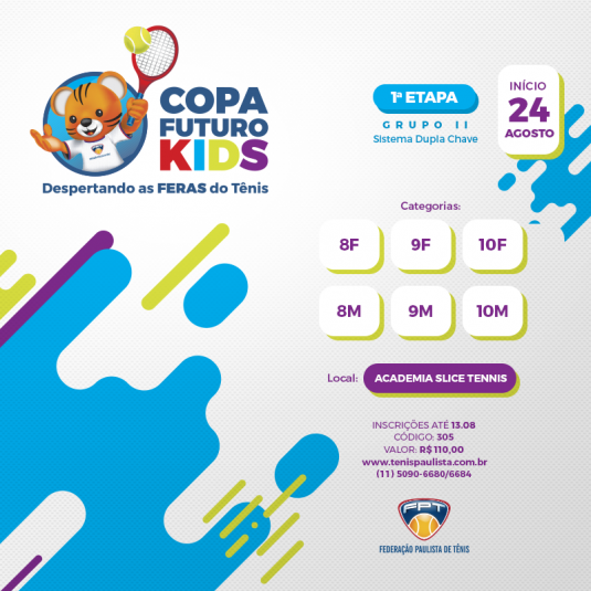 COPA FUTURO KIDS 2º SEMESTRE – INSCRIÇÕES DA 1ª ETAPA