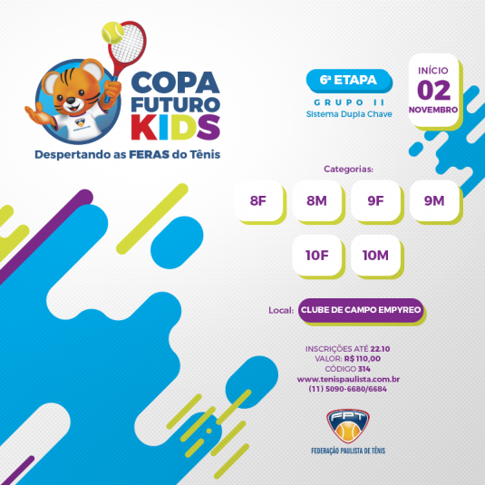 COPA FUTURO KIDS – INSCRIÇÕES DA 6ª ETAPA COPA FUTURO KIDS – INSCRIÇÕES DA 6ª ETAPA
