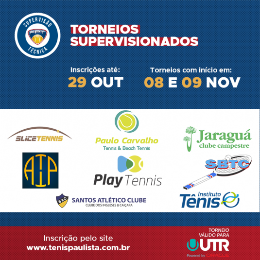 TORNEIOS SUPERVISIONADOS – INSCRIÇÕES ATÉ 29.10