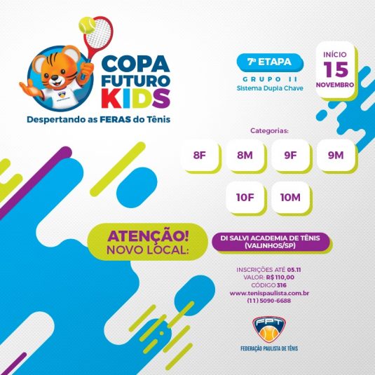 MUDANÇA DE LOCAL!! COPA FUTURO KIDS – INSCRIÇÕES DA 7ª ETAPA MUDANÇA DE LOCAL!! COPA FUTURO KIDS – INSCRIÇÕES DA 7ª ETAPA