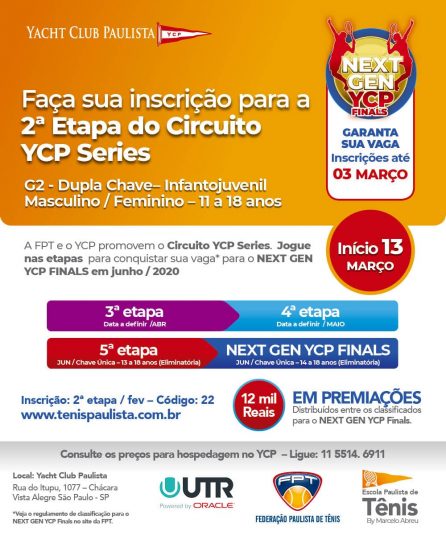 INSCRIÇÕES PARA A 2ª ETAPA DO CIRCUITO YCP SERIES