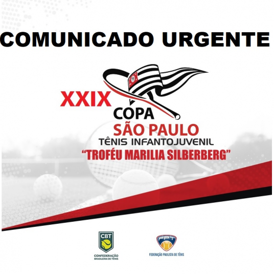 COPA SÃO PAULO DE TÊNIS – TROFÉU MARILIA SILBERBERG – ALTERAÇÃO DE LOCAL