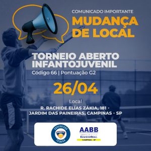 COMUNICADO OFICIAL – MUDANÇA DE LOCAL TORNEIO 66