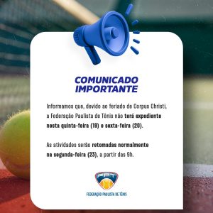 Comunicado – Feriado Corpus Christi