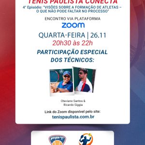 FPT realiza quarta edição do Tênis Paulista Conecta no dia 26 de novembro