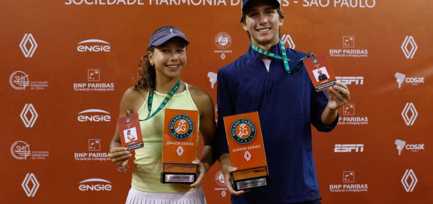 Aos 13 anos, Duda Gomes se torna a campeã mais jovem do Roland-Garros Junior Series; Léo Storck leva o título masculino